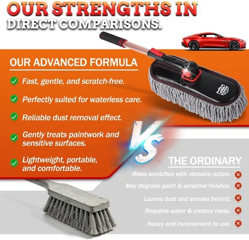 Miniatura 7 de Plumero exterior de coche libre de arañazos – 27-36 pulgadas mango extensible de microfibra cepillo de polvo automático para SUV, RV, camión