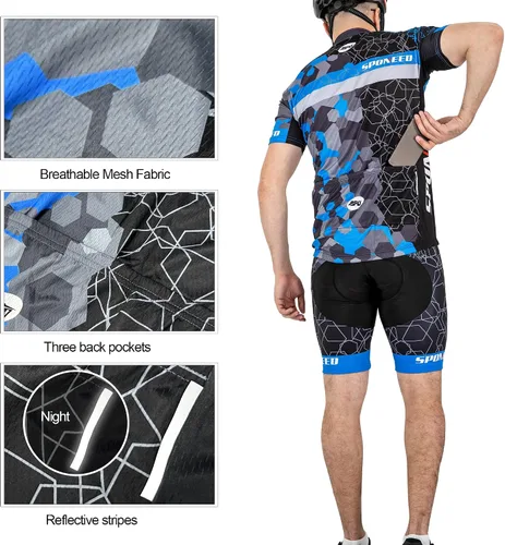 Miniatura 26 de sponeed Conjunto de traje de ciclismo para hombre, camiseta de ciclismo de carretera, pantalones cortos de ciclismo de trianthlon