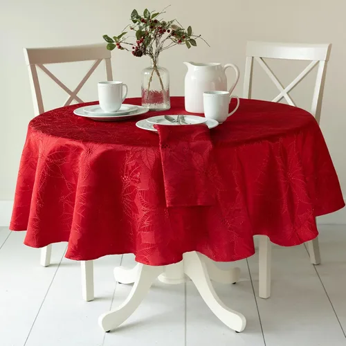 Miniatura 11 de Benson Mills - Mantel de tela de damasco Poinsettia Legacy, para fiestas, invierno y Navidad