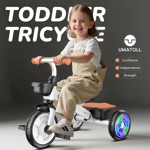Miniatura 2 de Umatoll Triciclo para niños pequeños de 2 a 5 años, bicicleta ajustable para niños pequeños juguetes al aire libre, regalo de cumpleaños para niño