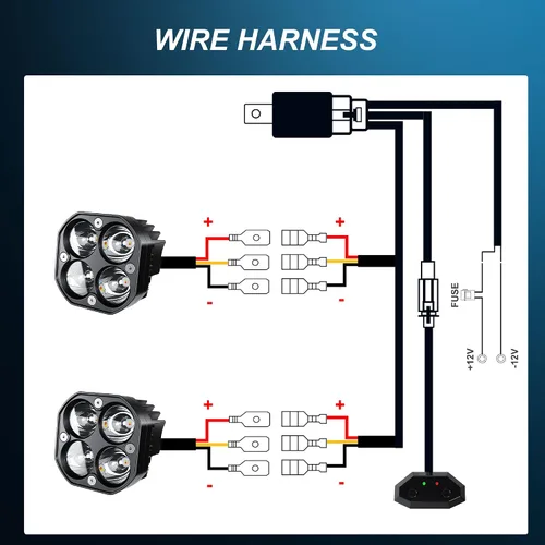 Miniatura 7 de 2 luces LED de trabajo de 3 pulgadas / 3 pulgadas, vainas estroboscópicas intermitentes de color blanco/ámbar con seis modos de luces antiniebla
