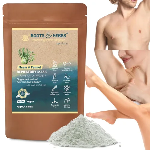 Depilación íntima de bikini de neem e hinojo para piernas de mujeres y hombres, axilas y pecho, removedor de vello corporal en polvo depilatorio con