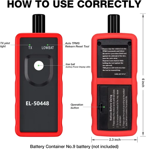 Miniatura 2 de KINGBOLEN EL-50448 Sensor Automático de Presión de Neumáticos 315/433 MHz, Herramienta de Activación de Reset/Relearn TPMS Compatible con Vehículos