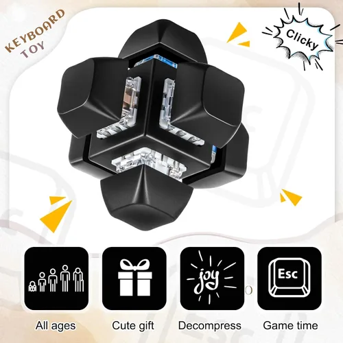 Miniatura 3 de Taiyin 1 juguete con teclado con clicker, llavero para la ansiedad, juguetes de descompresión, juguetes para aliviar el estrés, para adultos