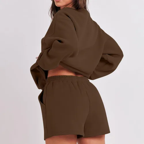 Miniatura 4 de Sweatshirt and Sweatpants Set Women Crew Neck Tops and Shorts Track Suits for Women Set Y2K Casual Travel Outfit