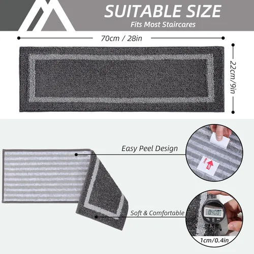Miniatura 2 de COSY HOMEER Peldaños Suaves Antideslizantes Alfombra 28 x 9 pulgadas Alfombras de Escalera para Interiores para Escalones de Madera, Alfombras