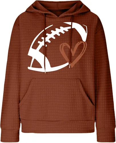 Miniatura 5 de Football Sweatshirts for Women Waffle Hoodie Tops Casual Oversized Hoodies Football Mom Hooded Pullover Costume