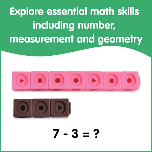 Miniatura 6 de edxeducation Cubos de matemáticas Juego de 100 bloques de conteo con 5 formas Elementos manipulativos de matemáticas para preescolares
