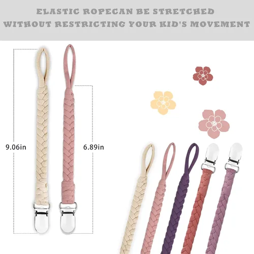 Miniatura 2 de Braided Pacifier Clip for Boys & Baby Girl, Binky Clips Pacifier Holder 100% Handmade Teething Straps Unisex Design Negro