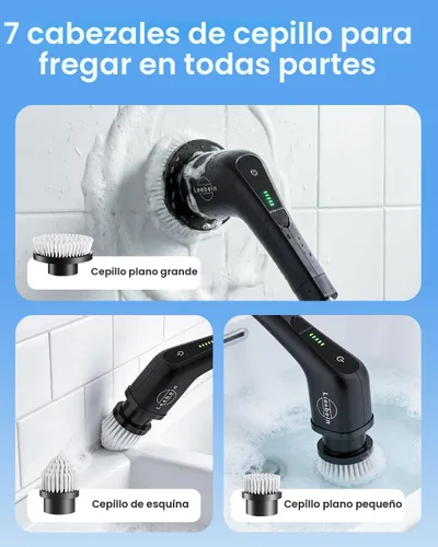 Miniatura 6 de Leebein Limpiador eléctrico giratorio, cepillo de limpieza inalámbrico con 8 cabezales de cepillo reemplazables, limpiador eléctrico para bañera