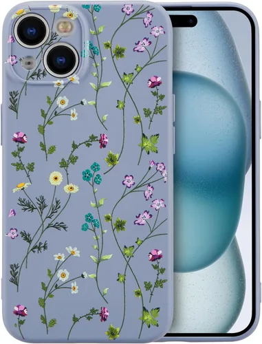 Miniatura 74 de RALEAVO Funda Floral para iPhone 12, Cubierta de Silicona Líquida con Bonito Patrón de Rama de Flores para Niñas y Mujeres, Funda Protectora de Goma