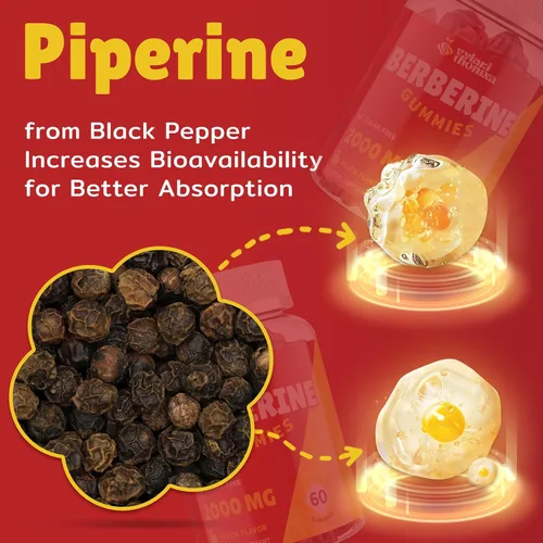 Miniatura 6 de Gomitas de suplemento de berberina de 2000 mg – Mezcla de bienestar de alta potencia con canela de Ceilán, cúrcuma, magnesio y cromo, veganas, sin