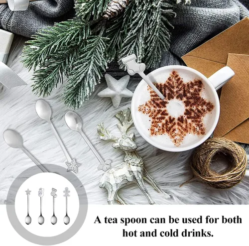 Miniatura 5 de Cucharas de café navideñas de acero inoxidable, cucharas de té de postre para helado, bebida caliente, 12