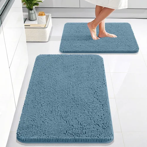 Miniatura 182 de OLANLY Juego de alfombras de baño de 2 piezas, alfombras de baño de chenilla suave y absorbente y alfombra de contorno en forma de U para inodoro