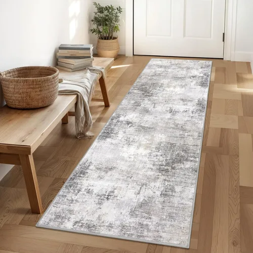 Miniatura 271 de IOHOUZE Alfombra pequeña abstracta de 2 x 3 pies, alfombra de entrada lavable para entrada interior, alfombras con respaldo de goma, alfombra gris