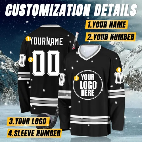 Miniatura 3 de Camiseta de hockey personalizada para hombres/mujeres/jóvenes/niños, nombre personalizado/número/logotipo de gran tamaño camiseta de entrenamiento