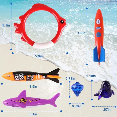 Miniatura 2 de Juguetes de Piscina de Buceo de Natación de Verano para Niños, Divertido Set de Juegos de Natación que se Hunden, Regalos de Buceo Submarino