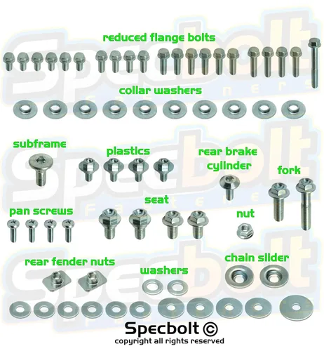 Miniatura 3 de Specbolt Fasteners Kawasaki Spec-Pak KX KXF KLX KLR KDX 80 85 125 250 450 500 (1996-actual) Model Series Factory Match Fastener Kit