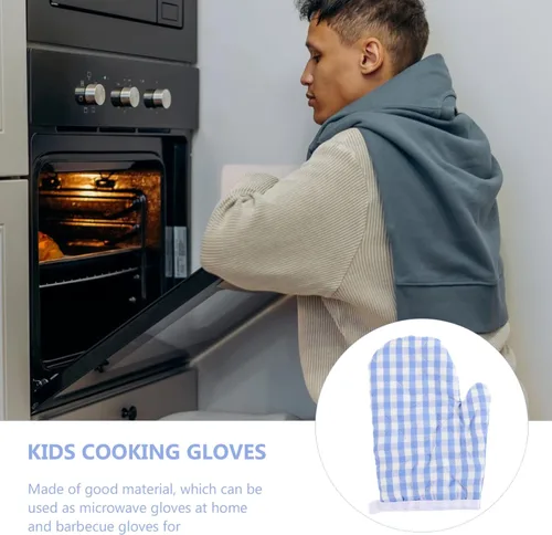 Miniatura 8 de Guantes de cocina para niños, 2 unidades, guantes antiquemaduras, guantes para horno de microondas, guantes de cocina para niños pequeños, seguros