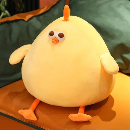 Miniatura 7 de XIYUAN Almohada de felpa de pollo gordo súper suave, juguete de peluche de 17.7 pulgadas, divertida almohada de cuello de pollo amarillo, animal