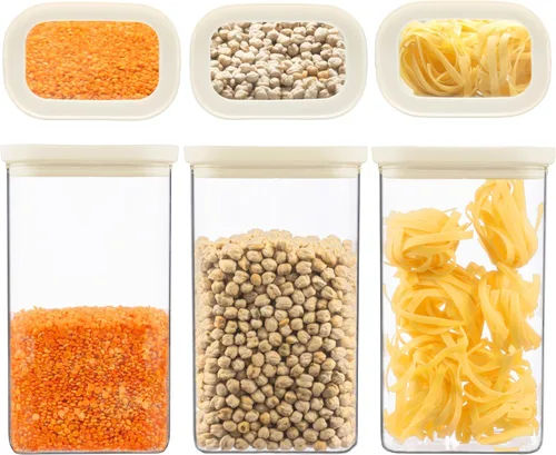 Miniatura 10 de Urban Green Tarro de almacenamiento de alimentos de vidrio con tapa de vidrio, juego de recipientes de alimentos con tapas herméticas, tarro