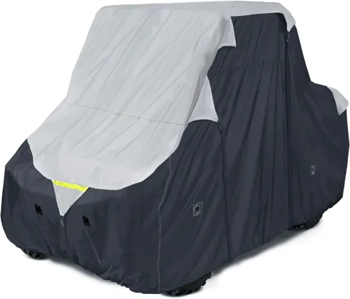 EliteShield Cubierta impermeable Quad 4 x 4 UTV, remolcable resistente, cubierta de almacenamiento SXS para vehículos utilitarios, gris/negro, se