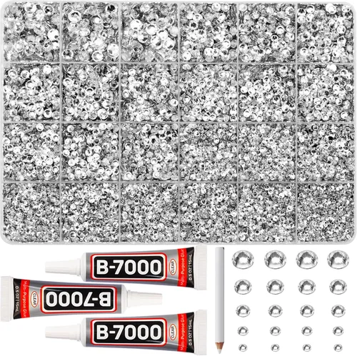 Miniatura 15 de 11000 piezas de diamantes de imitación con parte trasera plana de 2/3/4/5 mm en negro con pegamento para bordado, ropa, manualidades, zapatos, arte