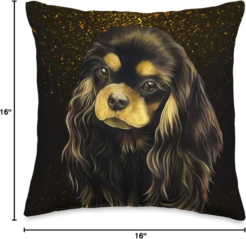 Miniatura 4 de King Charles Spaniel Gifts King Charles Spaniel, Black and Tan Cavalier - Almohada (16.0 x 16.0 in), multicolor