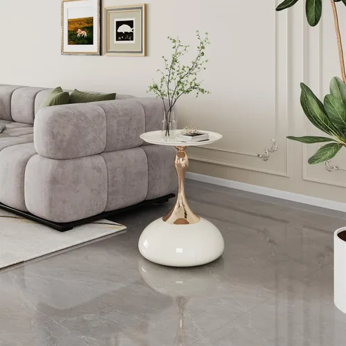 Miniatura 4 de Mesa auxiliar redonda pequeña de metal de lujo para espacios pequeños, mesa de Martini moderna, mesa decorativa para bebidas, mesa de café, mesita