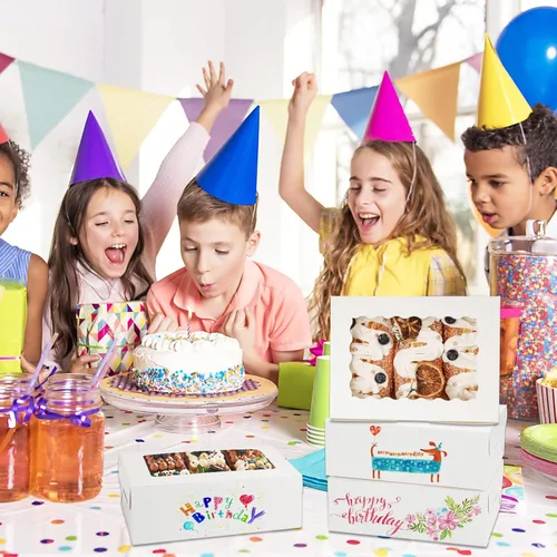 Miniatura 7 de Moretoes 48 cajas de galletas con ventana, 8 x 6 x 2.5 pulgadas, cajas de 3 estilos para pastelería, fresas cubiertas de chocolate, dulces