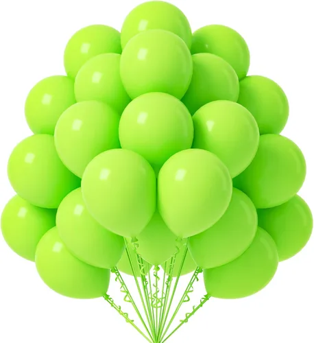 FOTIOMRG Globos de color verde lima de 12 pulgadas, paquete de 50 globos de látex verde claro neón, calidad de helio para cumpleaños, baby shower,