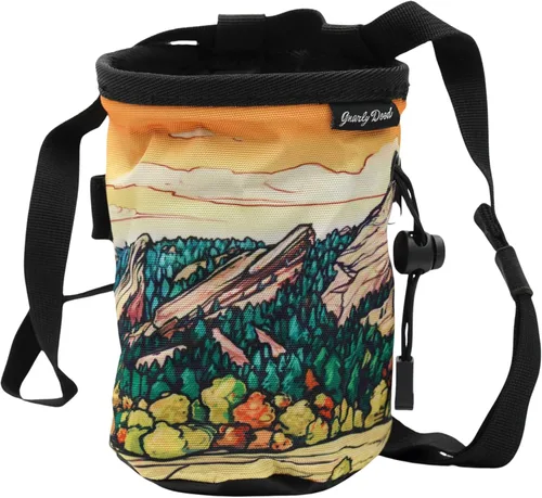 Miniatura 7 de Bolsa de tiza para escalada en roca, para exteriores, gimnasio y bouldering, cinturón ajustable, cierre de cordón duradero y bolsillo con cremallera