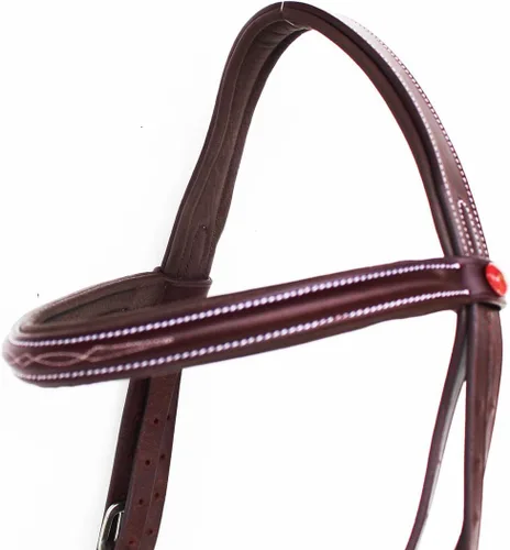 Miniatura 3 de CHALLENGER Horse English Padded Leather Jumping Adjustable Figure 8 Bridle Full 803447