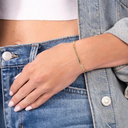 Miniatura 2 de Barzel Pulsera de cadena de eslabones marineromarina plana chapada en oro de 18 quilates - Hecho en Brasil