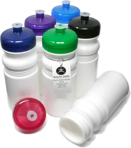 Miniatura 14 de Rolling Sands Botellas de Agua Deportivas de 20 Onzas Fabricadas en Estados Unidos - Paquete de 6 Botellas Deportivas en Blanco sin BPA para Equipos