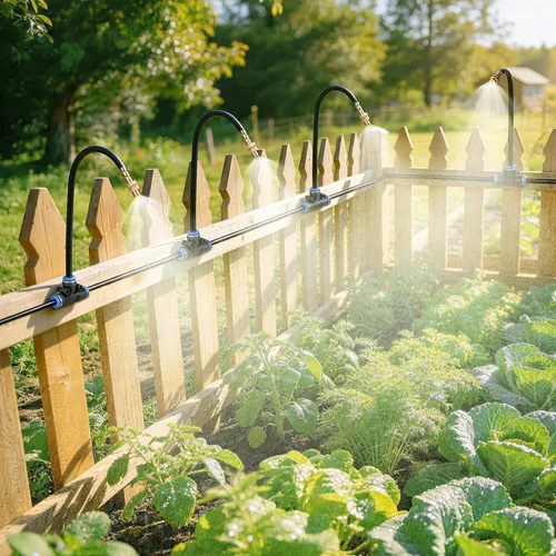 Miniatura 8 de HIRALIY Sistema de riego de jardín de 33 pies con 5 boquillas de niebla de cobre ajustables de 360°, kit de riego por goteo de conexión rápida