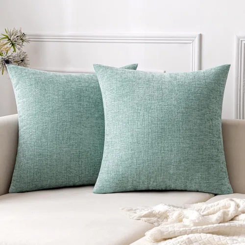 EMEMA Fundas de almohada de verano de 18 x 18 pulgadas, paquete de 2 fundas de almohada cuadradas decorativas de felpilla suave para sofá, cama,
