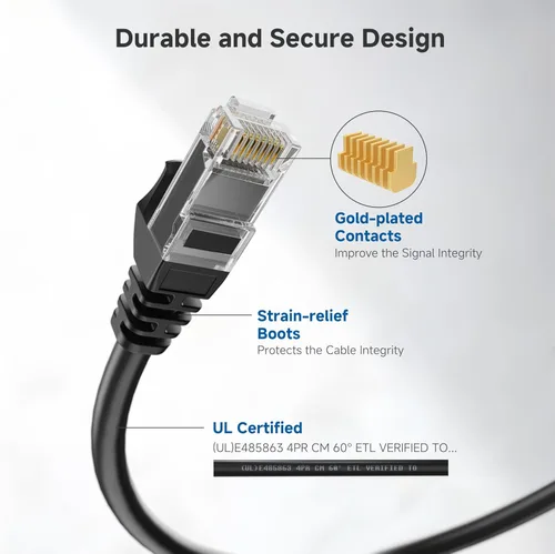 Miniatura 4 de Cable Matters - Cable Ethernet Cat 6 sin enganches corto de 10 Gbps - 1 pie, cable Cat 6, cable Cat6, cable Ethernet, negro