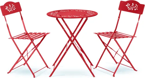 Alpine Corporation - Juego de 3 piezas de bistró plegable para interior/exterior, mesa y sillas de patio, color rojo