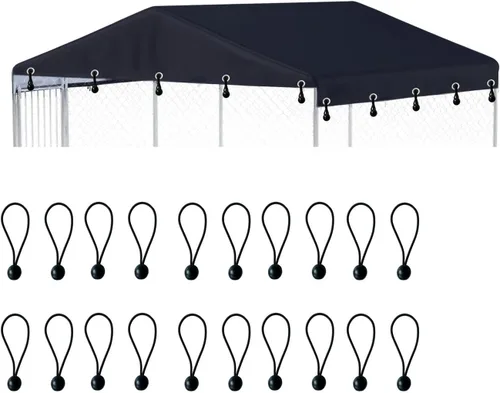 Miniatura 14 de Cubierta para perrera para perros al aire libre, 10 pies de ancho x 10 pies de largo, hecha de tela Oxford impermeable 600D, repuesto negro