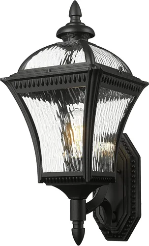 Miniatura 8 de Emliviar Luz de poste para exteriores de 22 pulgadas, luz de poste vintage de granja para el jardín, aluminio con vidrio semillado, acabado negro