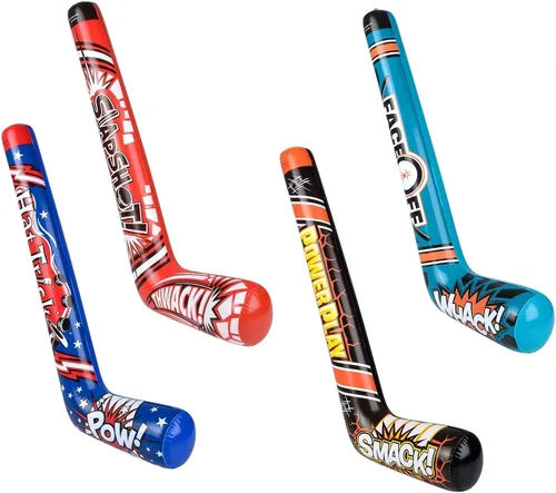 Miniatura 5 de Palos de hockey inflables de 35 pulgadas (4 diseños) Splash it! Thwack! Hat Trick. Pow! Power Play Smack! Face Off! Whack! Colorido. Vinilo. Gran