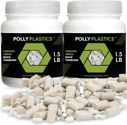 Miniatura 10 de Polly Plastics Medios de Relleno Cerámicos para Pulido de Rocas (Tamaño de Cilindro Pequeño) Gránulos de Cerámica No Abrasivos para Todo Tipo