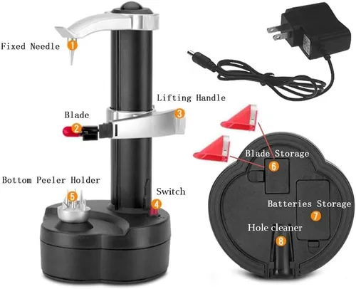 Miniatura 3 de Pelador Eléctrico de Patatas Pelador Automático de Manzanas, Máquina de Pelado de Frutas y Verduras Inteligente, Herramienta de Pelado de Cocina