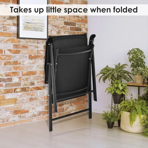 Miniatura 6 de S AFSTAR Juego de 4 sillas de patio, sillas de comedor plegables para exteriores con reposabrazos, sillas plegables para porche para césped, Negro