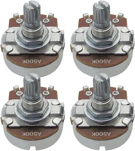 Miniatura 5 de FLEOR Potenciómetro cónico de audio con eje de 0.709 in, 4 piezas, tamaño completo, para guitarra, A250K