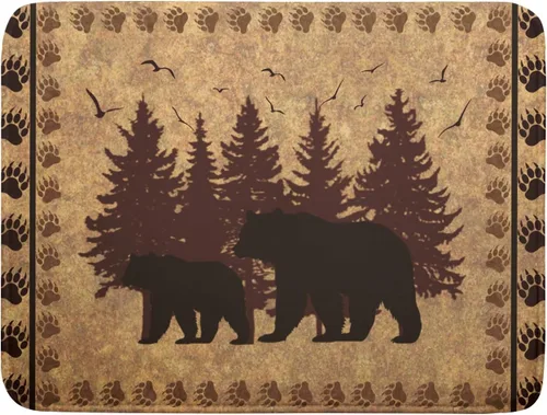 Miniatura 63 de Giwawa Tapete de Secado de Platos Retro Silueta de Cabaña del Bosque de Ciervos para Encimera 18 x 24 pulgadas Otoño Cielo Azul Nube Dibujos