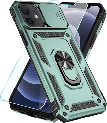 Miniatura 34 de SunStory Funda compatible con iPhone 12 Pro Max con protector de pantalla HD, cubierta de cámara deslizante y soporte de anillo giratorio