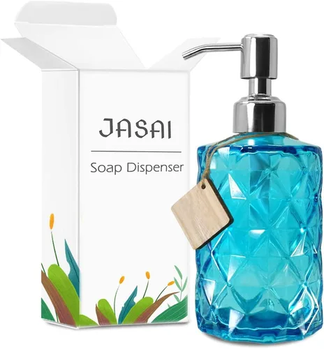 Miniatura 8 de JASAI Dispensador de jabón Diamond Design con bomba de jabón de acero inoxidable 304 a prueba de óxido, dispensador de jabón de cocina de 12 onzas
