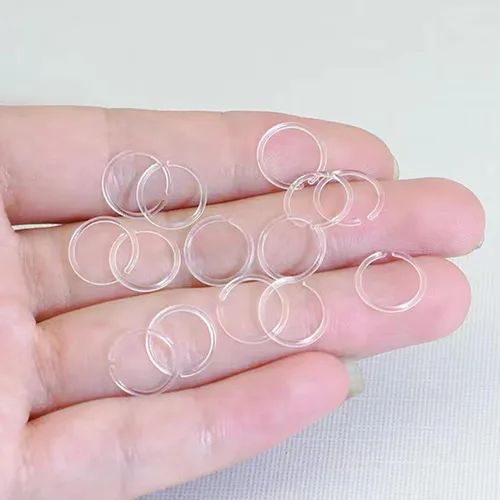 Miniatura 8 de 60 retenedores de plástico antialérgicos de calibre 20, aros de nariz unisex, transparentes, negros, para orejas sensibles y piel